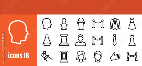 Tableau sur toile Exhibition and Museum Line Icons Set