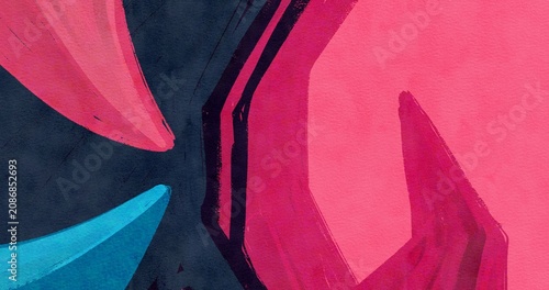 Photos Abstract painted background with bold brush strokes in pink, blue, and dark navy