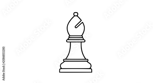 Photos Outline of a white bishop chess piece on a plain white background