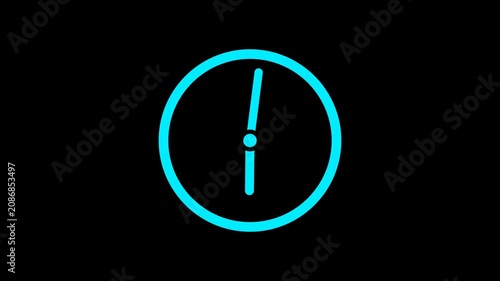 Clock icon animation representing time, countdown, deadline, schedule, and time management. Clock icon animation on transparent background. Clock spinning. alpha channel