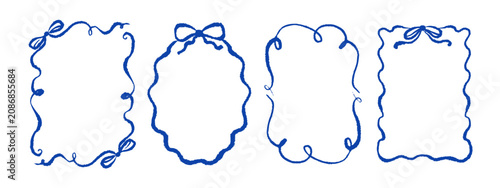 Φωτογραφία Coquette doodle frames in blue ink style