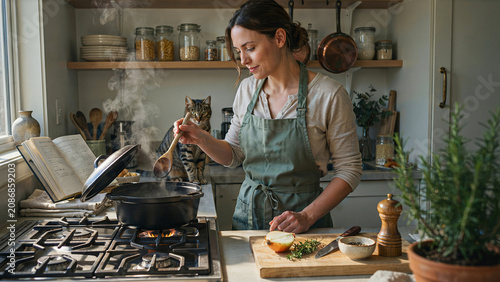 young woman cooking in the kitchen