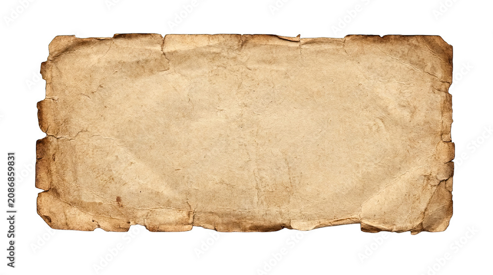 Fototapeta premium Vintage parchment paper isolated on transparent background