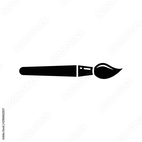 Black Paintbrush Icon Silhouette isolated on white background, art tool graphic