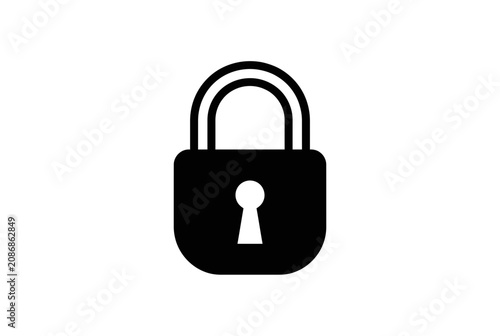 Black padlock icon on white background, symbol of security, protection, and privacy