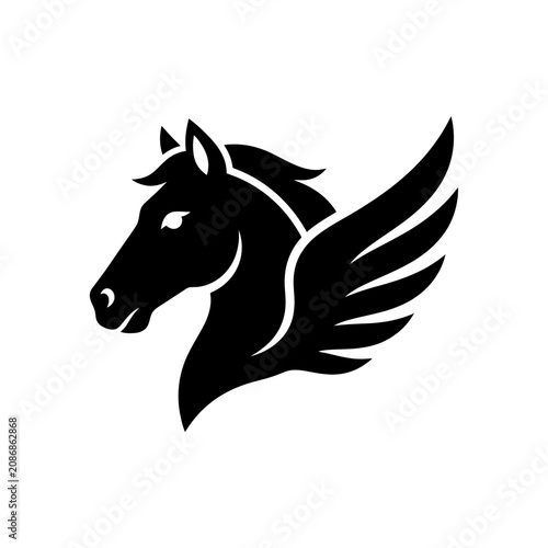 Black Pegasus Silhouette Vector Icon