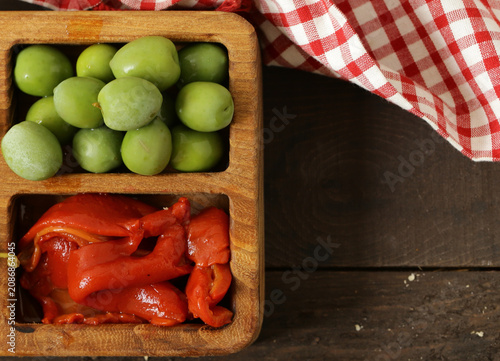 marinated olives, capers and peppers for appetizer