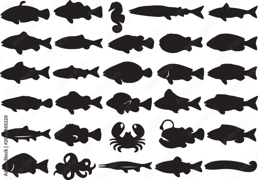 Fototapeta premium set of animals silhouettes
