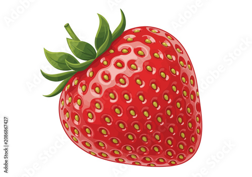 Canvas Print Fresh Ripe Strawberry with Green Leaves.