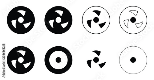 Tableau sur toile Radiation warning trefoil symbols, nuclear hazard radioactive danger and industrial safety signs clean vector illustration icons