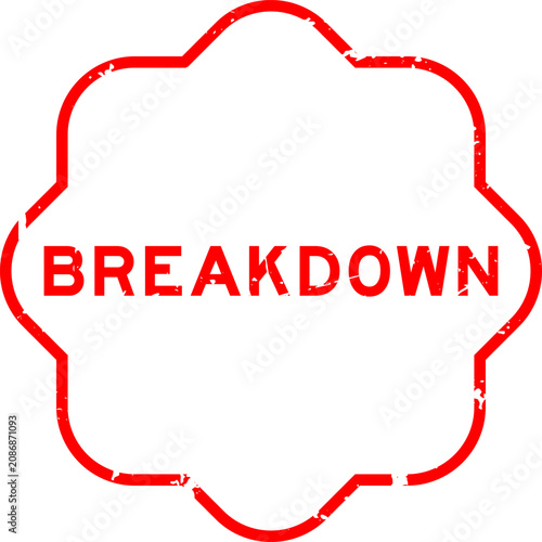 Obraz na plátne Grunge red breakdown word square seal stamp on white background