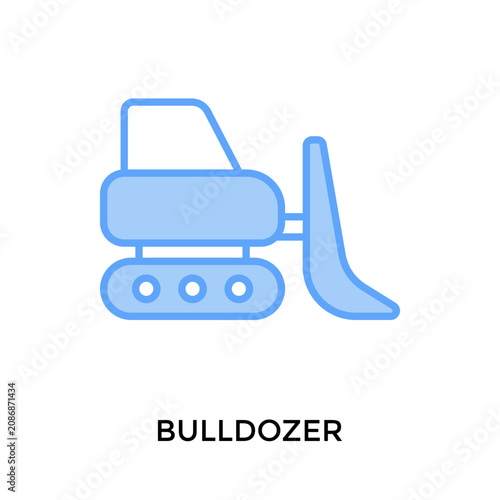 Fotografie Bulldozer Icon Lineal Blue Style
