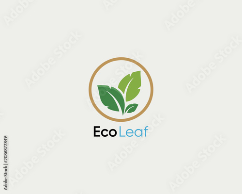 Obraz na plátně Eco Leaf Logo Design Featuring Green Leaves in a Circle - Symbolizing Nature and