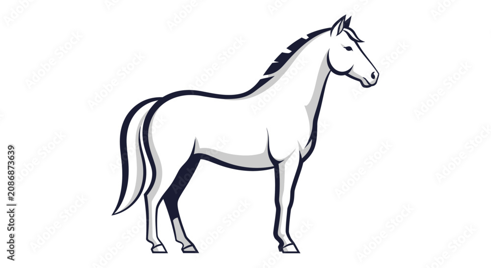 Fototapeta premium Majestic White Horse Standing Alone