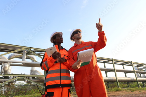 worker at the chimney or factory