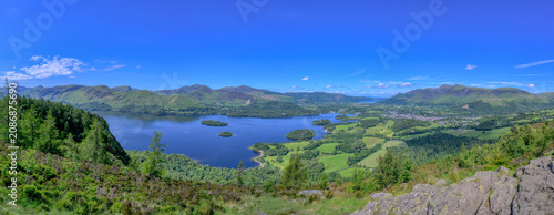 Bild auf Leinwand A high resolution panoramic view of Keswick and Derwent Water from Walla Crag