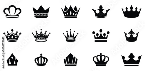 Φωτογραφία Collection of crown king mega icon set