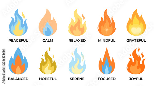 Tableau sur toile The flames of fire represent various emotions in a symbolic illustration