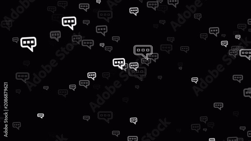 Floating chat bubble icons with alpha channel, seamless loop animation for messaging and communication projects.