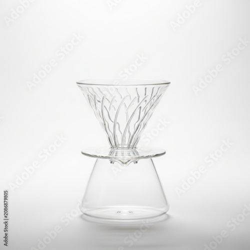Glass Coffee Pour-Over Set on White Background