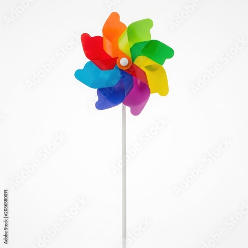 Rainbow Pinwheel Standing on White Background