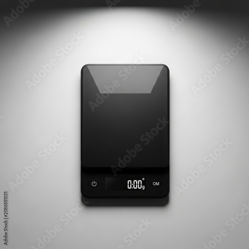 Black Digital Kitchen Scale with Display on Light Surface