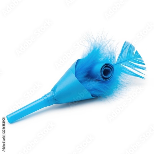 Blue Party Blower Noisemaker on White Background