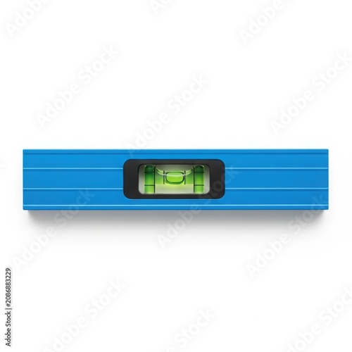 Blue Spirit Level with Centered Bubble on White Background