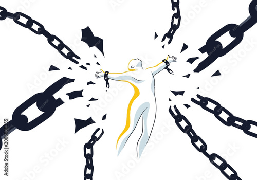 Vászonkép Breaking free from heavy metal chains.
