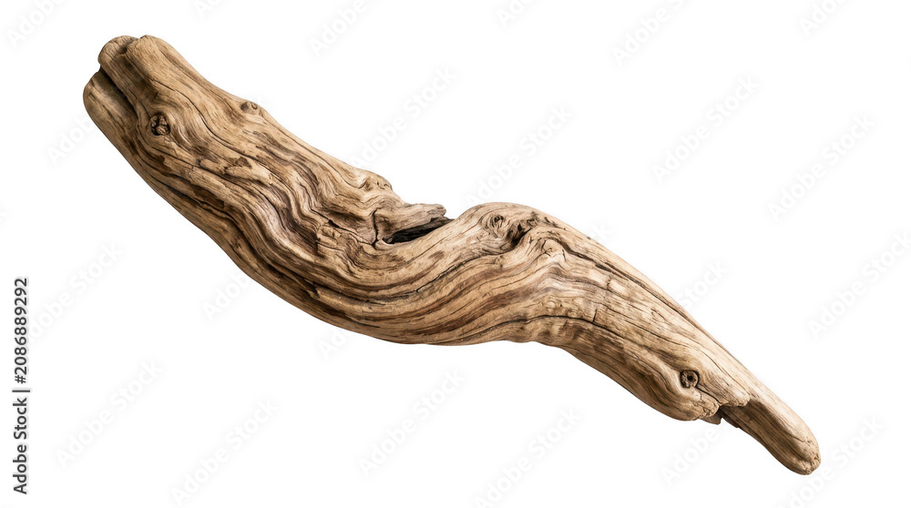 Obraz premium A piece of weathered driftwood isolated on transparent background