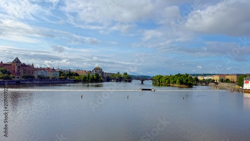 Фотография Panoramic View of Vltava River and Strelecky Island from Charles Bridge in Pragu