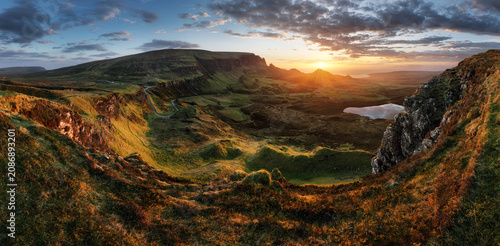Scotland landscape - Mountain Panorama at The Quiraing on the Isle of Skye, Scotland, UK