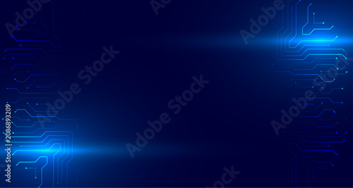 Plakat digital circuit board lines techno background with text space