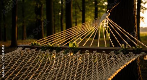 Peaceful Forest Hammock Scene At Sunset Capturing Tranquility Outdoors