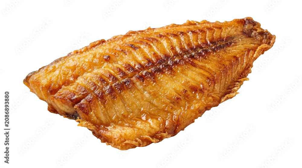 Naklejka premium Grilled fish fillet isolated on transparent background