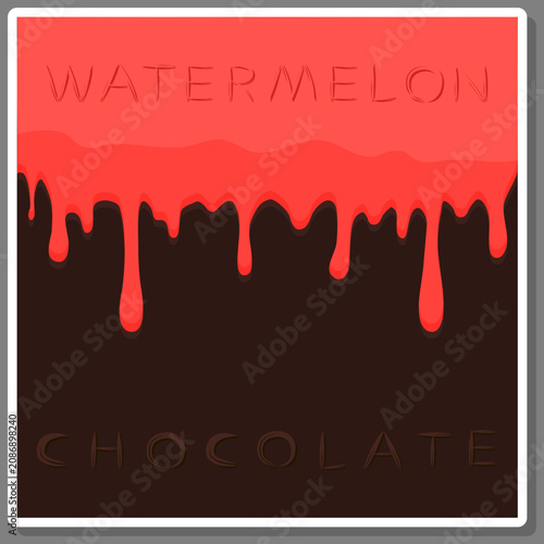 Sweet liquid jam watermelon dripping down chocolate