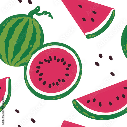 Juicy seamless pattern with watermelons