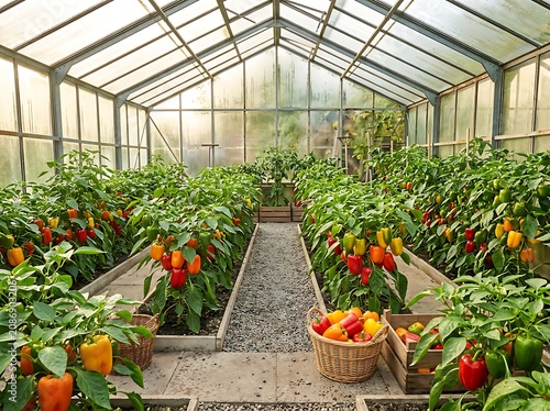 Modern conservatory with vibrant potted plants and flowers.
