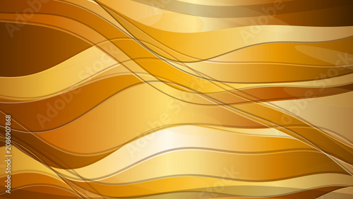 Canvas-taulu Abstract elegant background with flowing golden silk waves and soft glowing light effects creating luxurious metallic silky curves