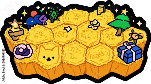 Colorful Honeycomb Vector Illustration for Mobile Game UI