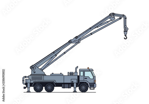Tableau sur toile Crane Truck with Extended Hydraulic Boom.