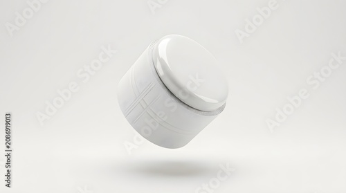 White Cosmetic Jar Floating in Light Studio
