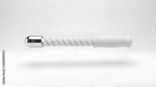 Shiny White Coiled Cable with Metallic Connector and White Handle