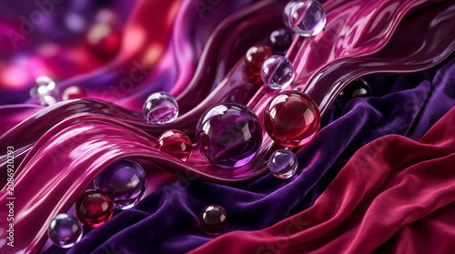 Violet Magenta Fluid Swirl with Bubbles