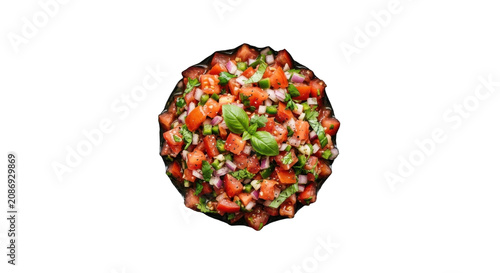 Vibrant salad mix with fresh vegetables on white background, shot in macro style.