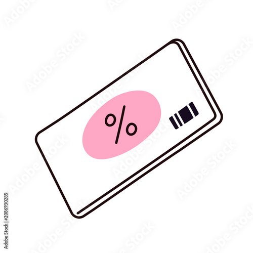 Discount loyalty card with percent sign. Sale tag. Bonus cashback symbol, spe...