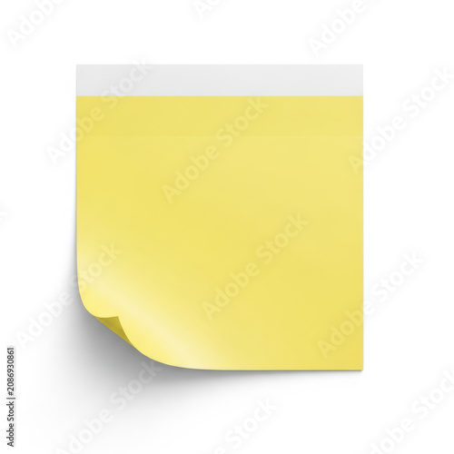 Yellow sticky note paper with a curled corner