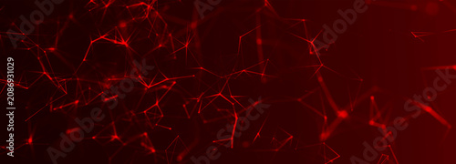 Abstract digital dots and connection lines. Technological context. Network connection structure. Intertwined effect. 3D illustration of a futuristic network on a dark background.