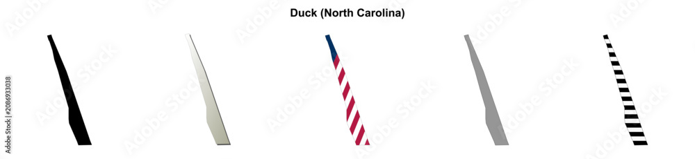 Fototapeta premium Duck (North Carolina) blank outline map set