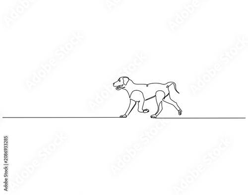 Dog animal continuous line art. Pet dog one line drawing. Pet animal concept vector illustration